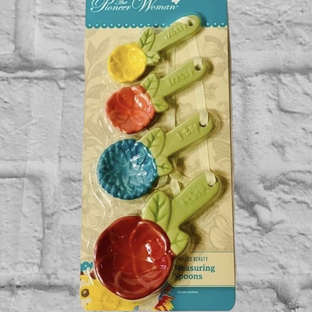 Pioneer Woman Stoneware Floral Measuring Spoon Set Kitchen Home Houseware Retro
